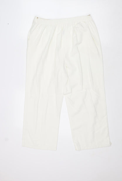 Agenda Womens White Polyester Trousers Size 14 Regular
