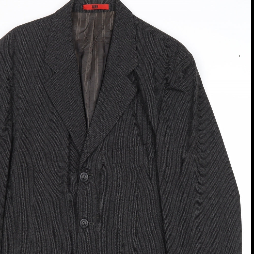 River Island Mens Black Striped Wool Jacket Suit Jacket Size 40 Regular