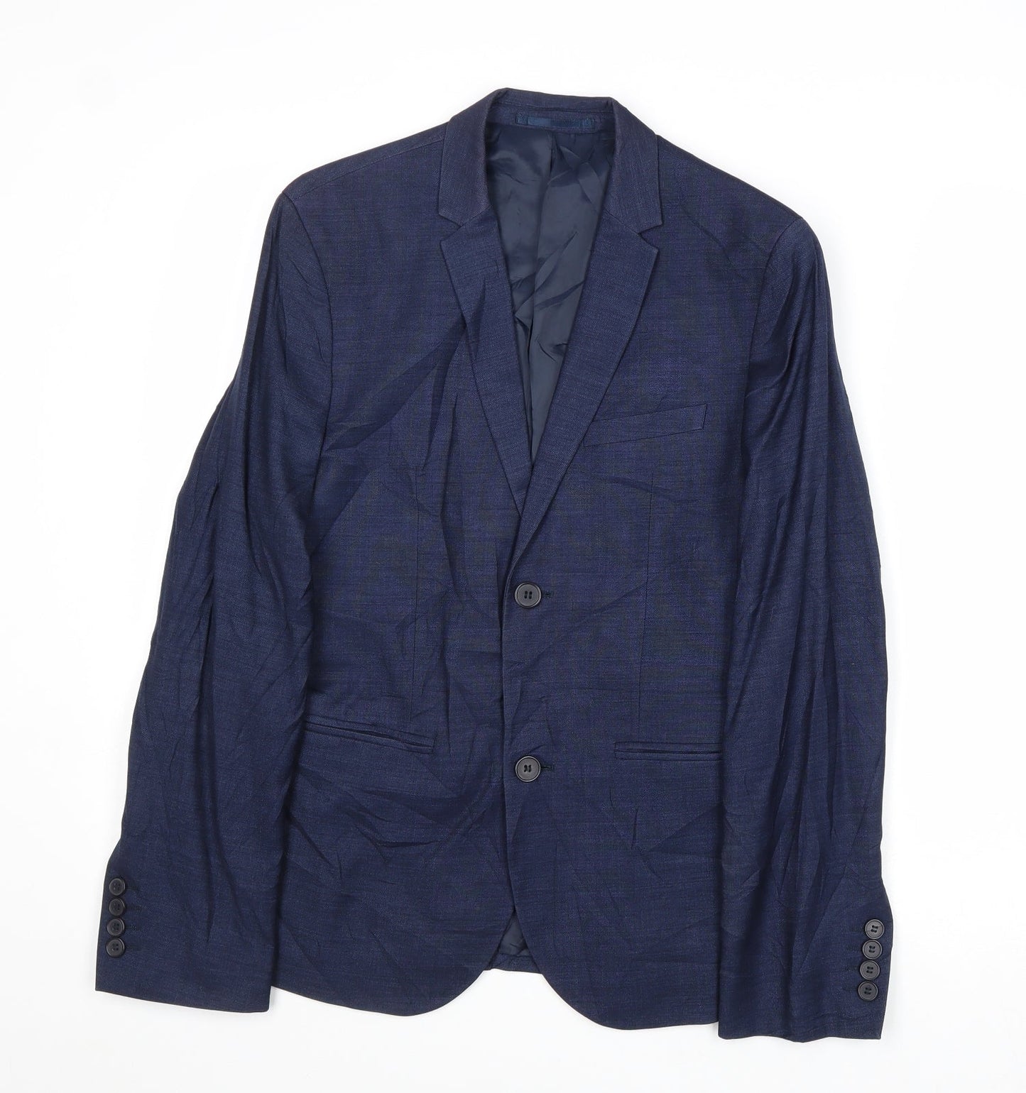 H&M Mens Blue Polyester Jacket Suit Jacket Size 34 Regular