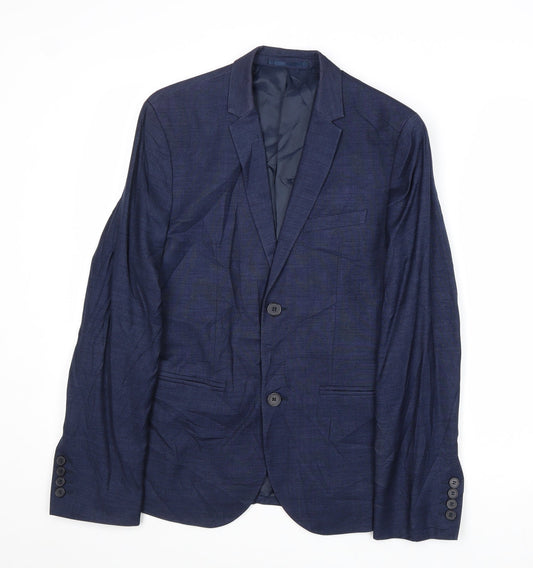 H&M Mens Blue Polyester Jacket Suit Jacket Size 34 Regular