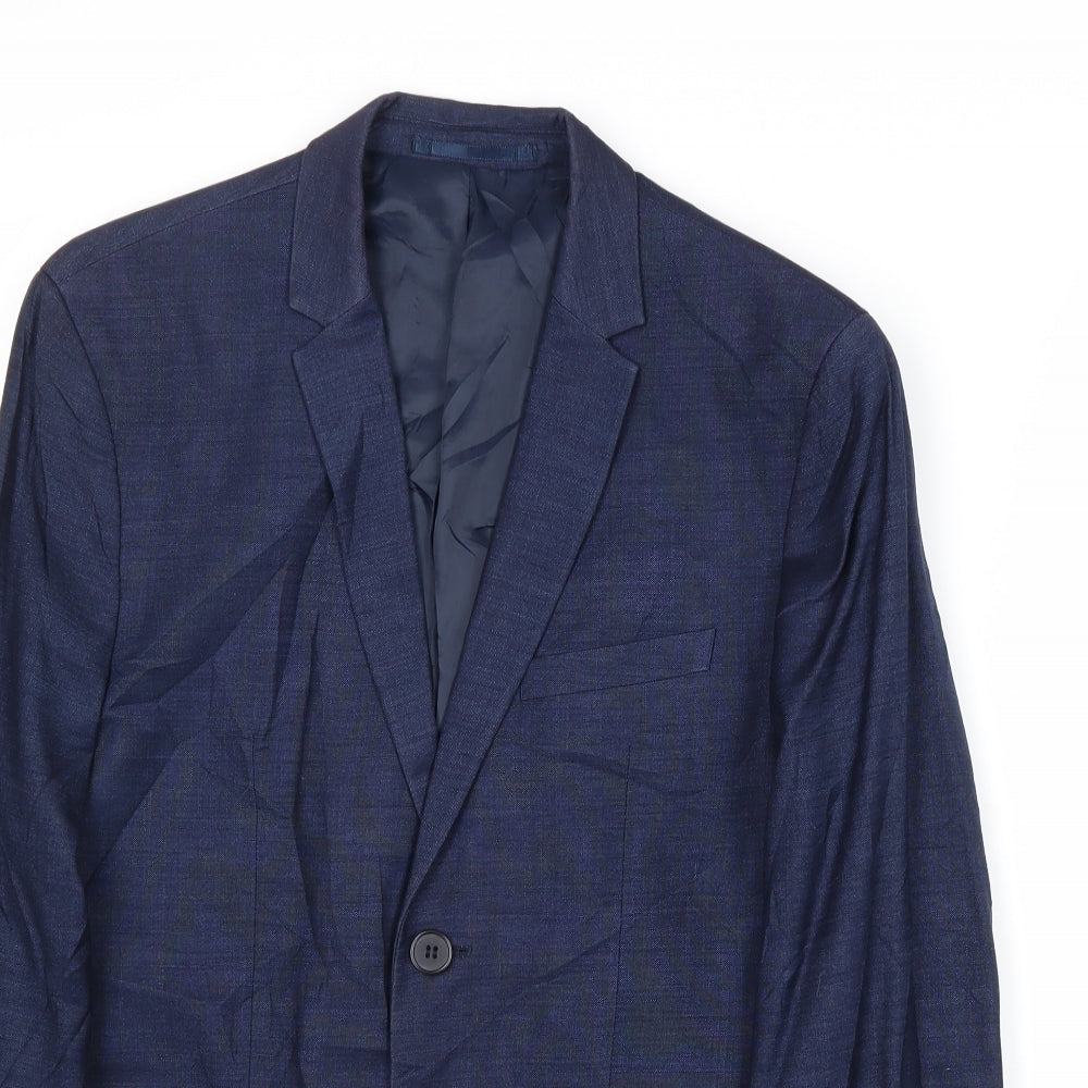 H&M Mens Blue Polyester Jacket Suit Jacket Size 34 Regular