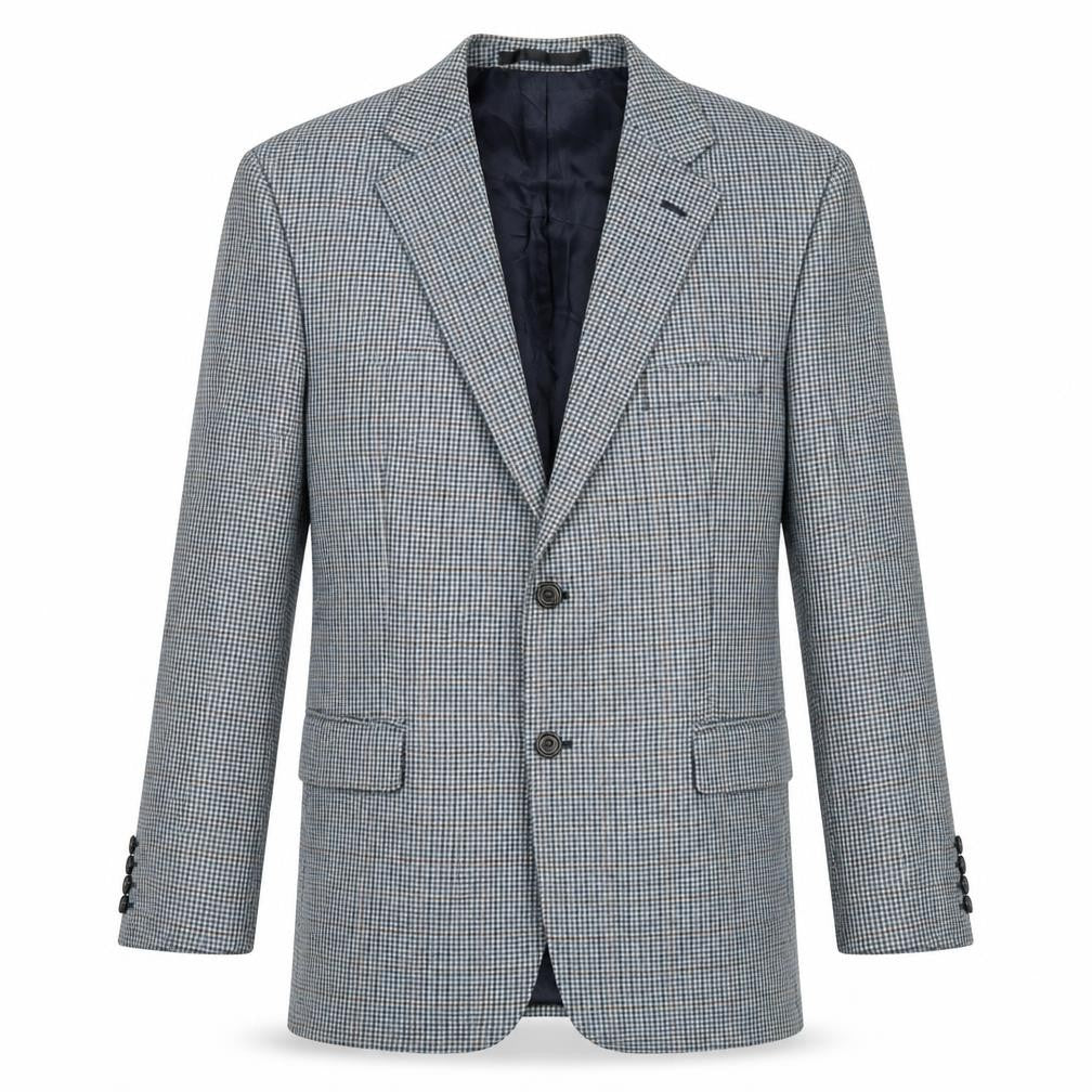 Marks & Spencer Mens Blue Geometric Wool Jacket Blazer Size 42 Regular