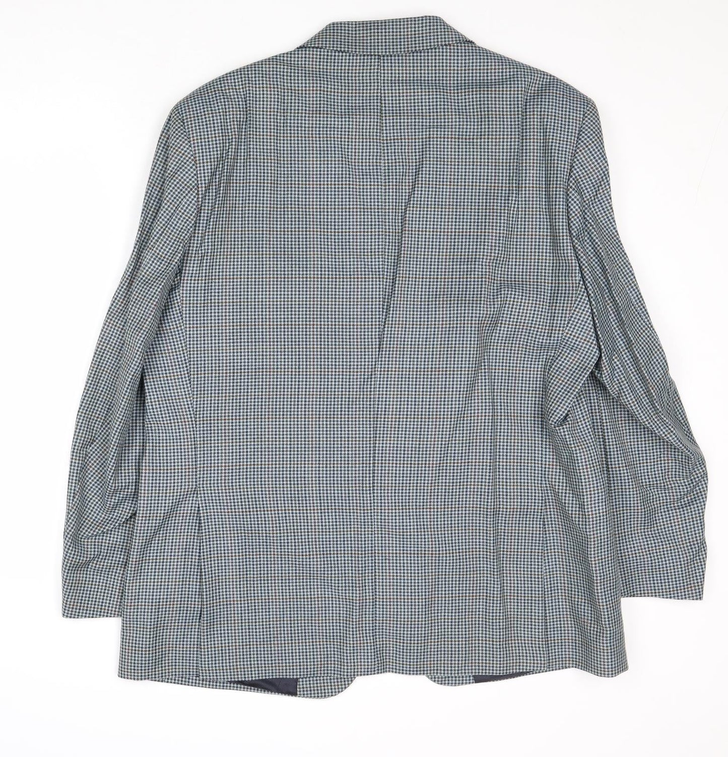 Marks and Spencer Mens Blue Geometric Wool Jacket Blazer Size 42 Regular