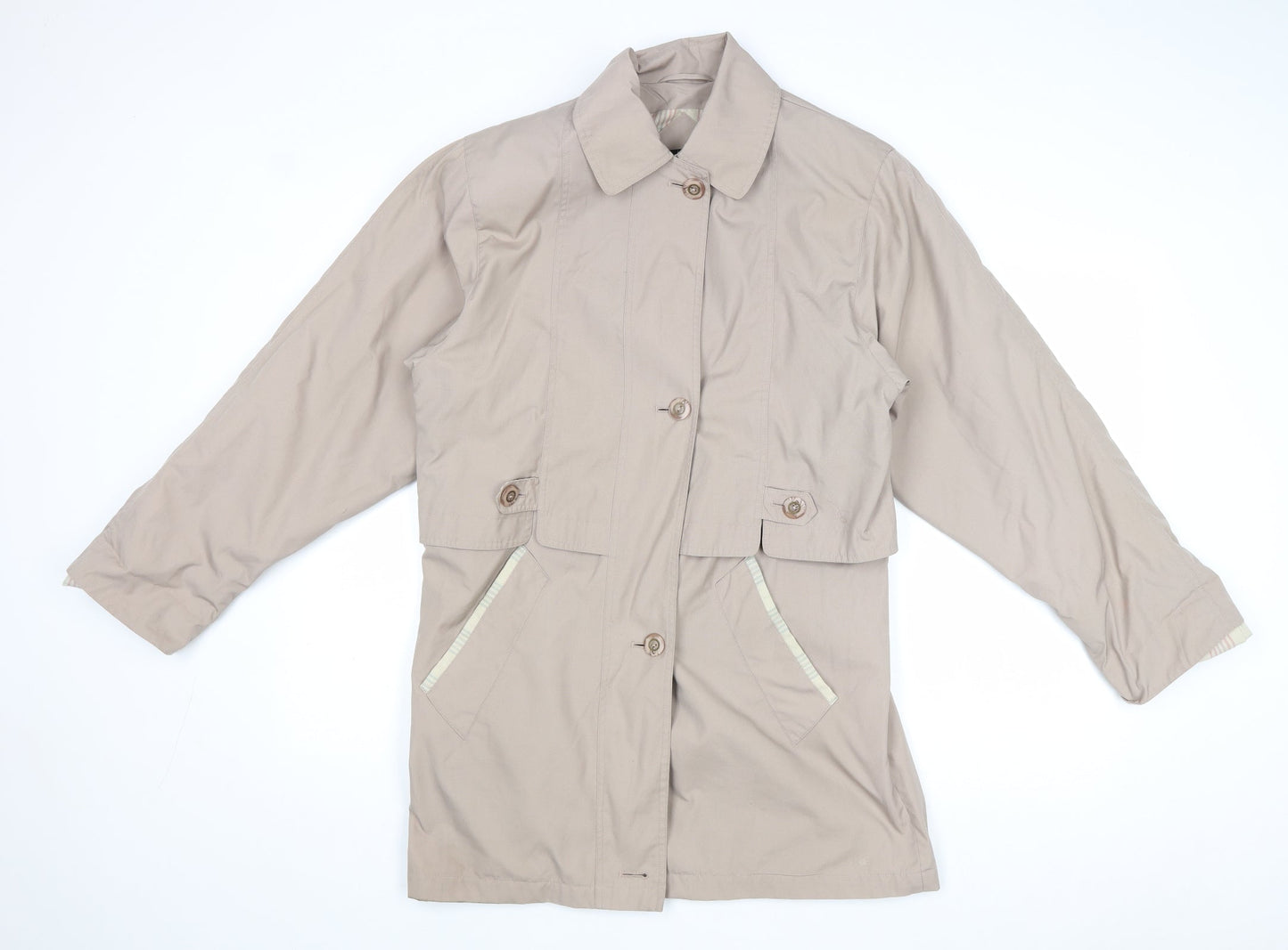 David Barry Womens Beige Jacket Size 10 Button
