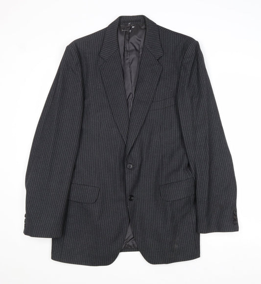 Cooper Mckenzie Mens Grey Striped Wool Jacket Suit Jacket Size 36 Regular