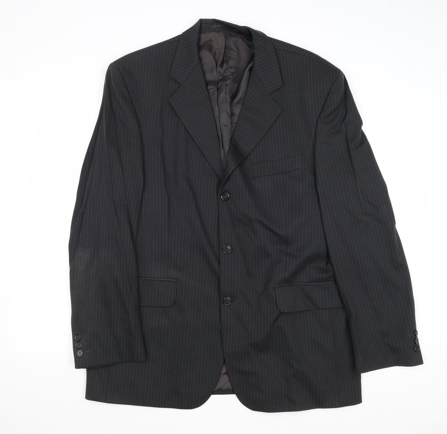 Burton Mens Grey Striped Wool Jacket Suit Jacket Size 42 Regular