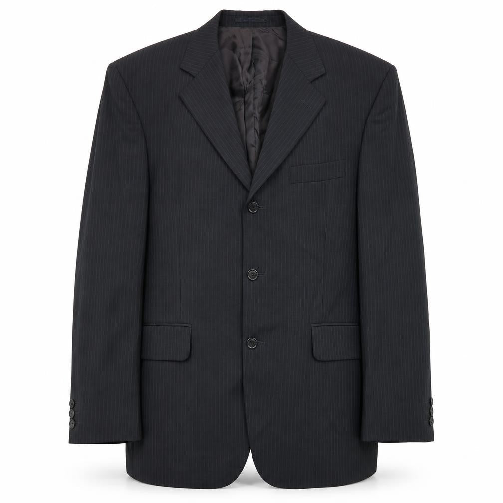 Burton Mens Grey Striped Wool Jacket Suit Jacket Size 42 Regular