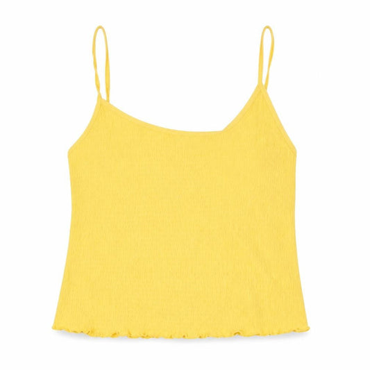 New Look Womens Yellow Cotton Camisole Tank Size 12 Scoop Neck - Textured