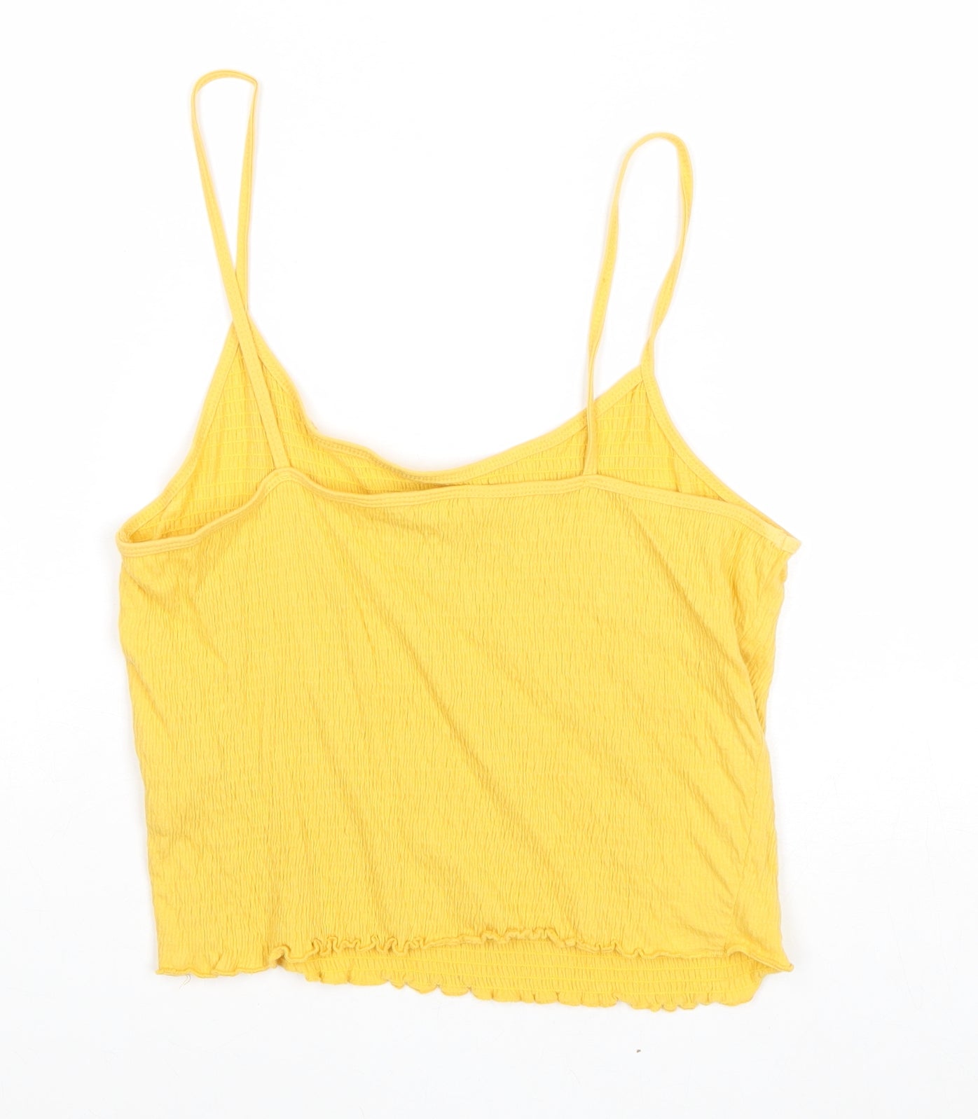 New Look Womens Yellow Cotton Camisole Tank Size 12 Scoop Neck - Textured