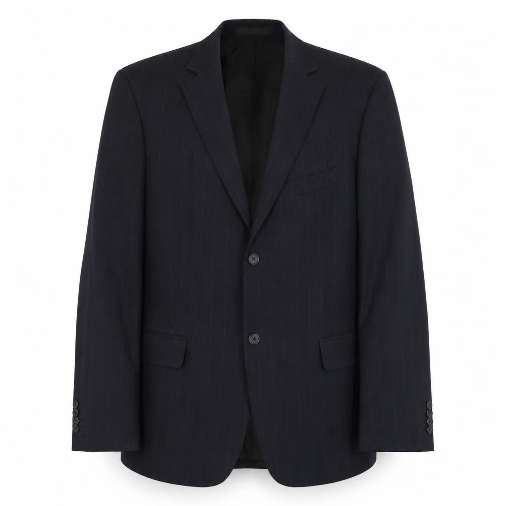 Escena Mens Black Striped Wool Jacket Suit Jacket Size L Regular