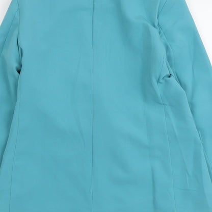 Boohoo Womens Blue Polyester Jacket Suit Jacket Size 8