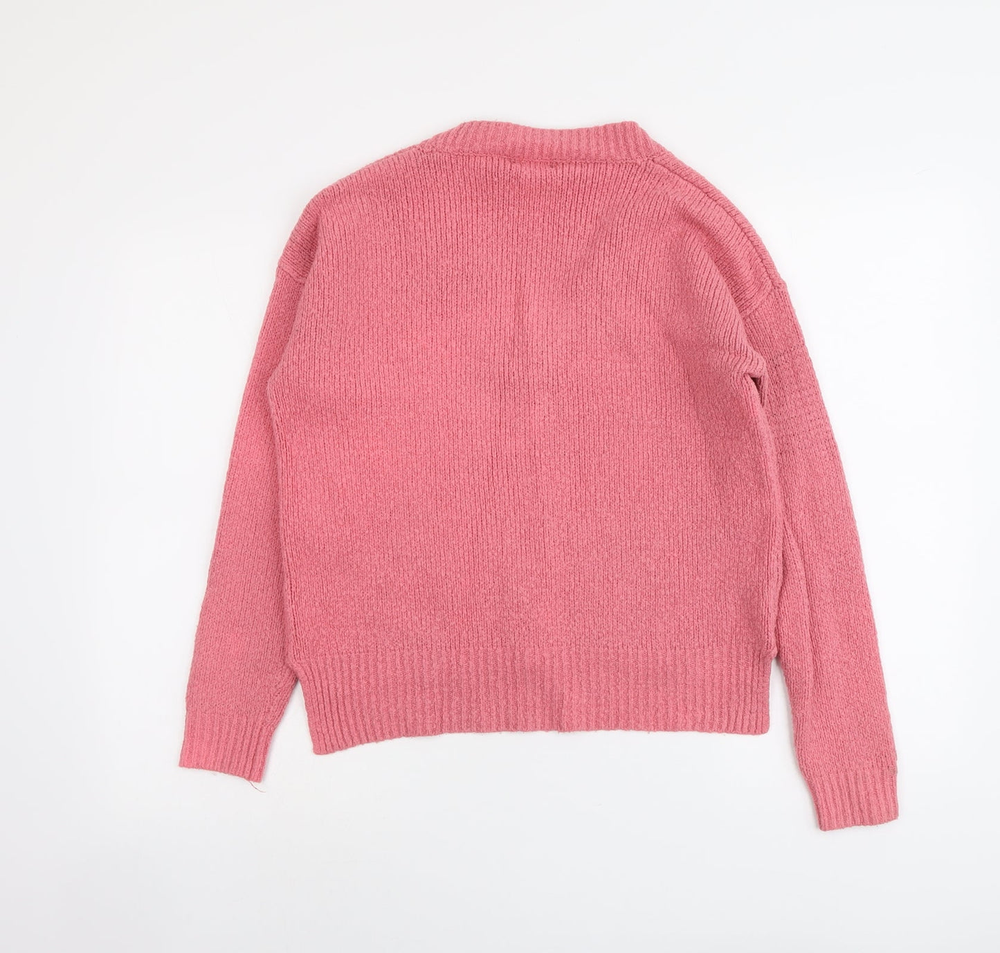 NEXT Womens Pink V-Neck Acrylic Pullover Jumper Size 10