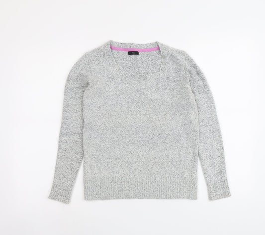 M&Co Womens Grey Square Neck Acrylic Pullover Jumper Size 10