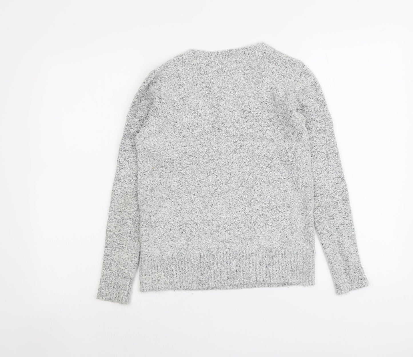 M&Co Womens Grey Square Neck Acrylic Pullover Jumper Size 10