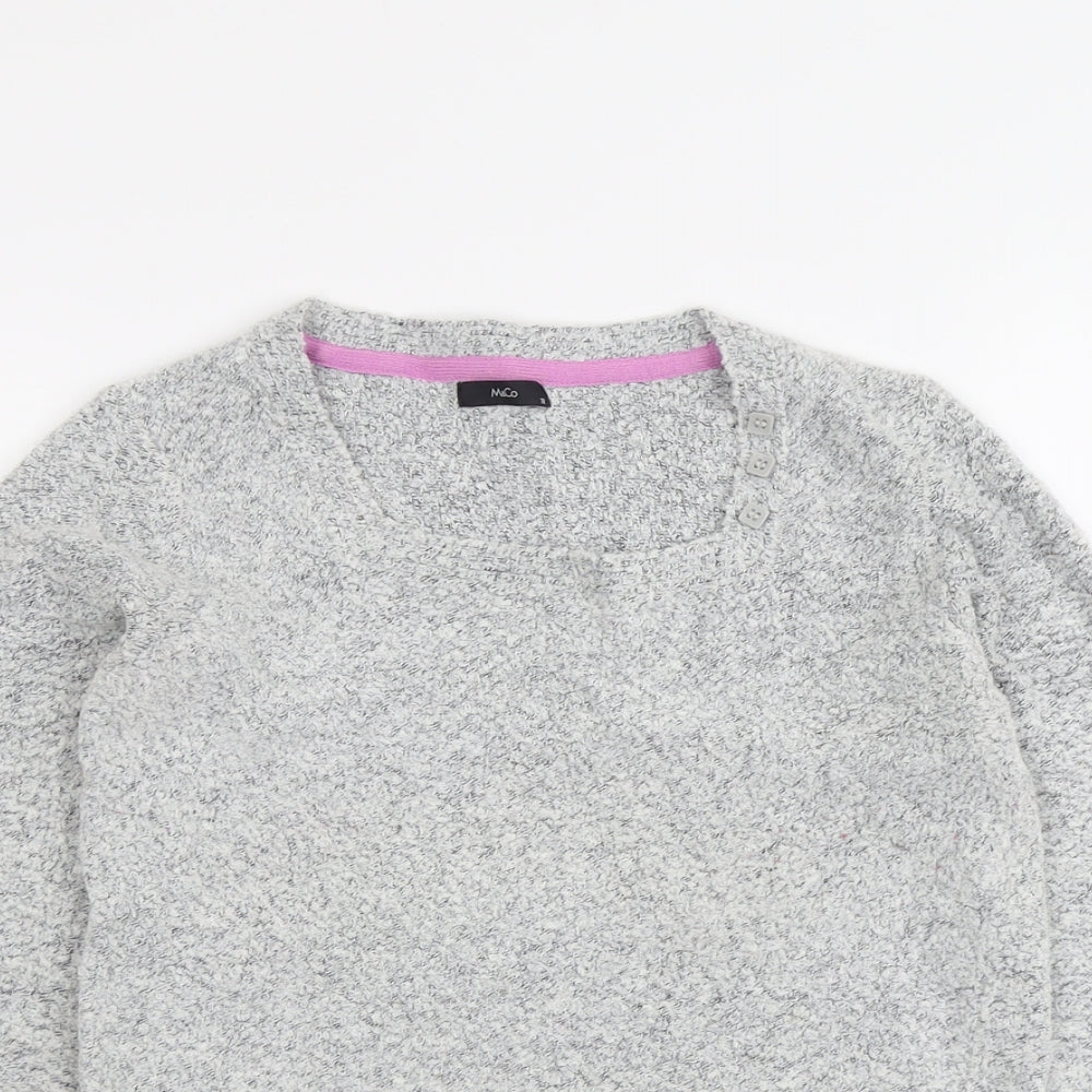 M&Co Womens Grey Square Neck Acrylic Pullover Jumper Size 10