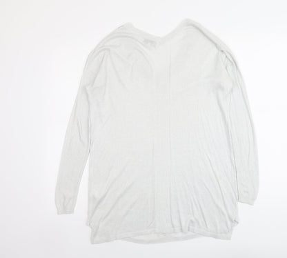 Next Womens Grey V-Neck Viscose Pullover Jumper Size 10