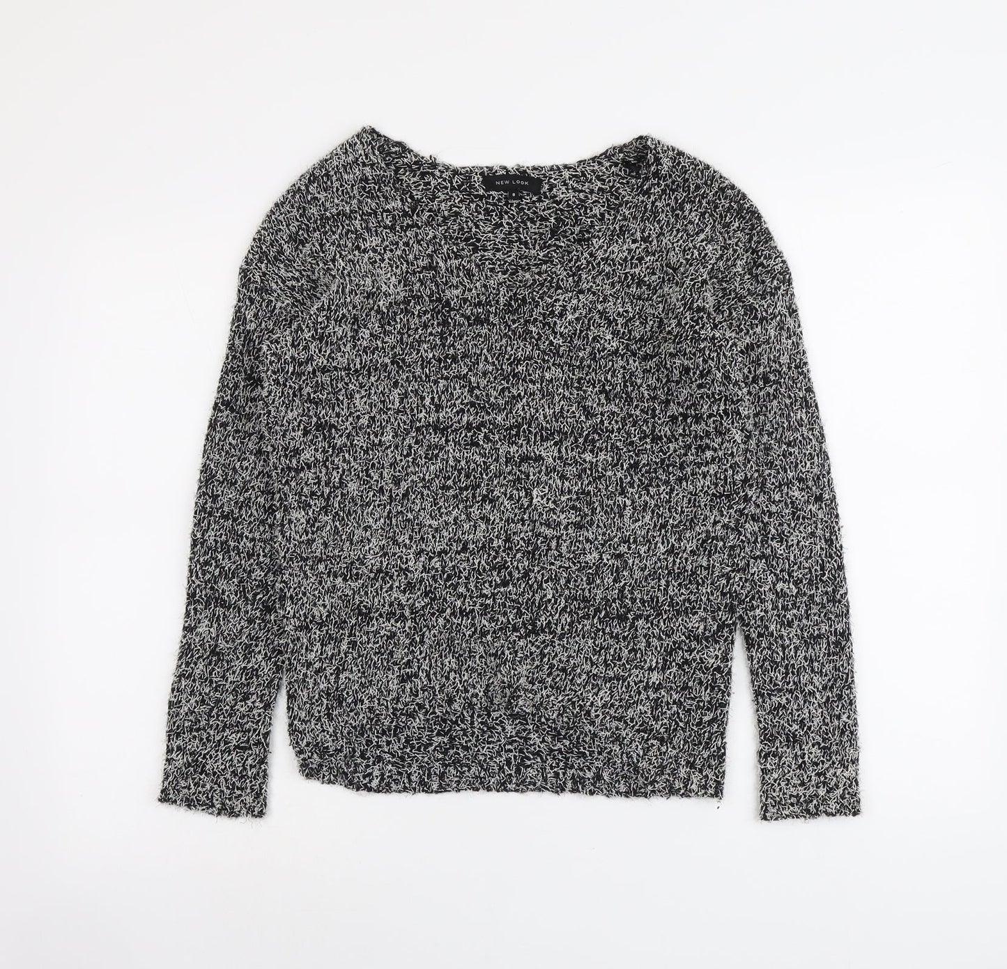 New Look Womens Black Boat Neck Acrylic Pullover Jumper Size 8