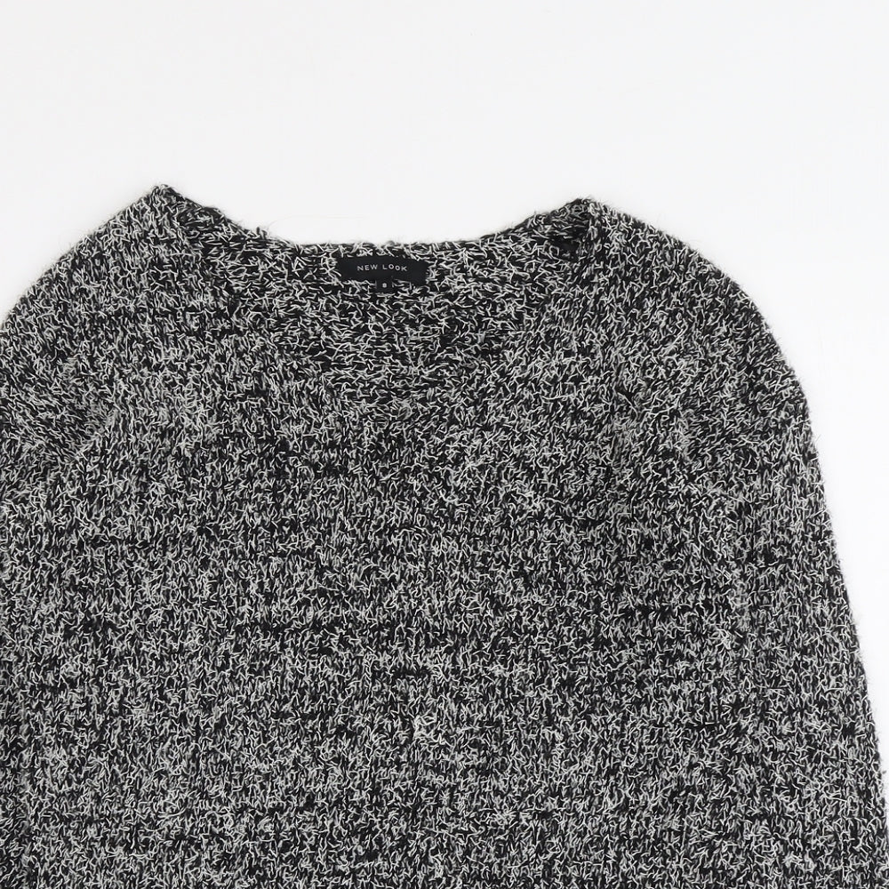 New Look Womens Black Boat Neck Acrylic Pullover Jumper Size 8