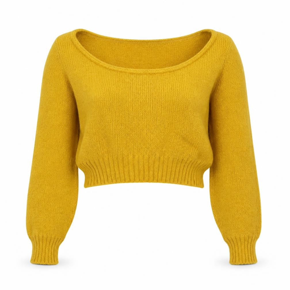 PRETTYLITTLETHING Womens Yellow Round Neck Acrylic Pullover Jumper Size S