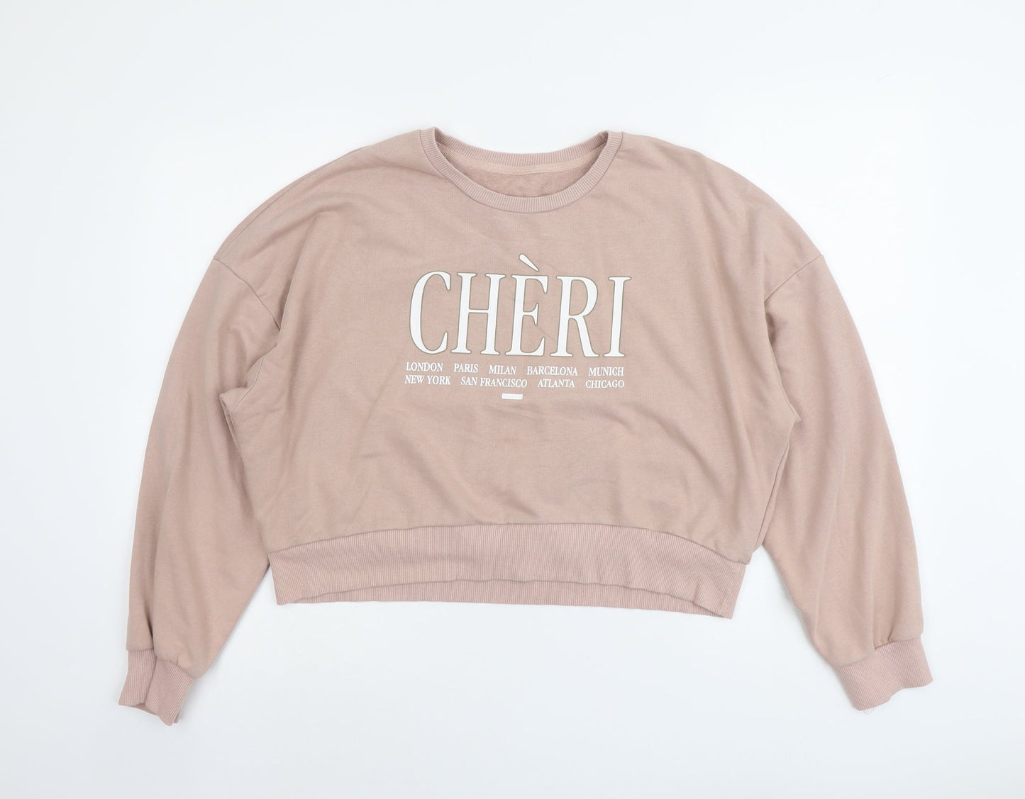 New Look Womens Pink Cotton Pullover Sweatshirt Size 6 Pullover - Cheri
