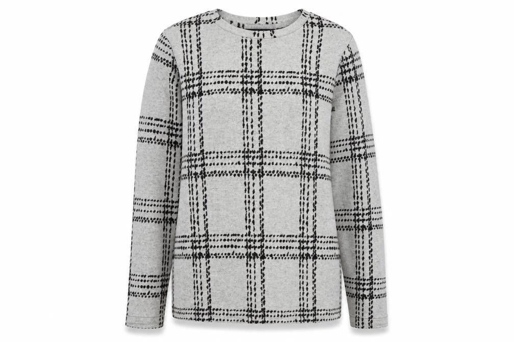 NEXT Womens Grey Round Neck Check Polyester Pullover Jumper Size 10