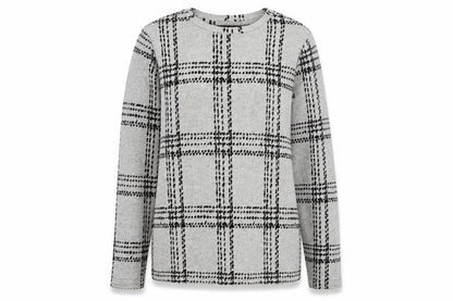 Next Womens Grey Round Neck Check Polyester Pullover Jumper Size 10