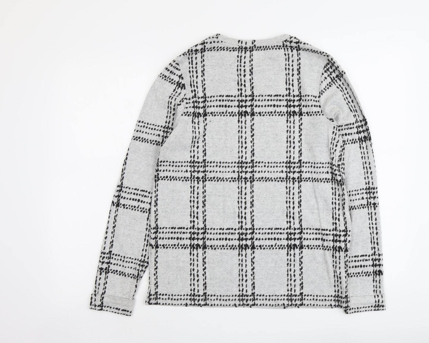 NEXT Womens Grey Round Neck Check Polyester Pullover Jumper Size 10