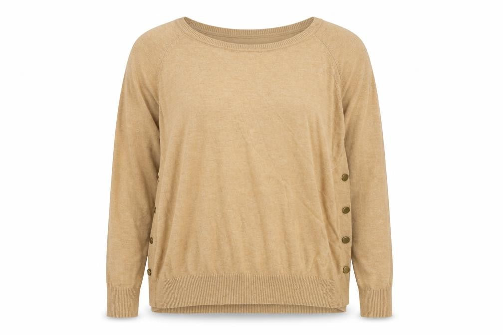 Marks & Spencer Womens Beige Boat Neck Cotton Pullover Jumper Size L
