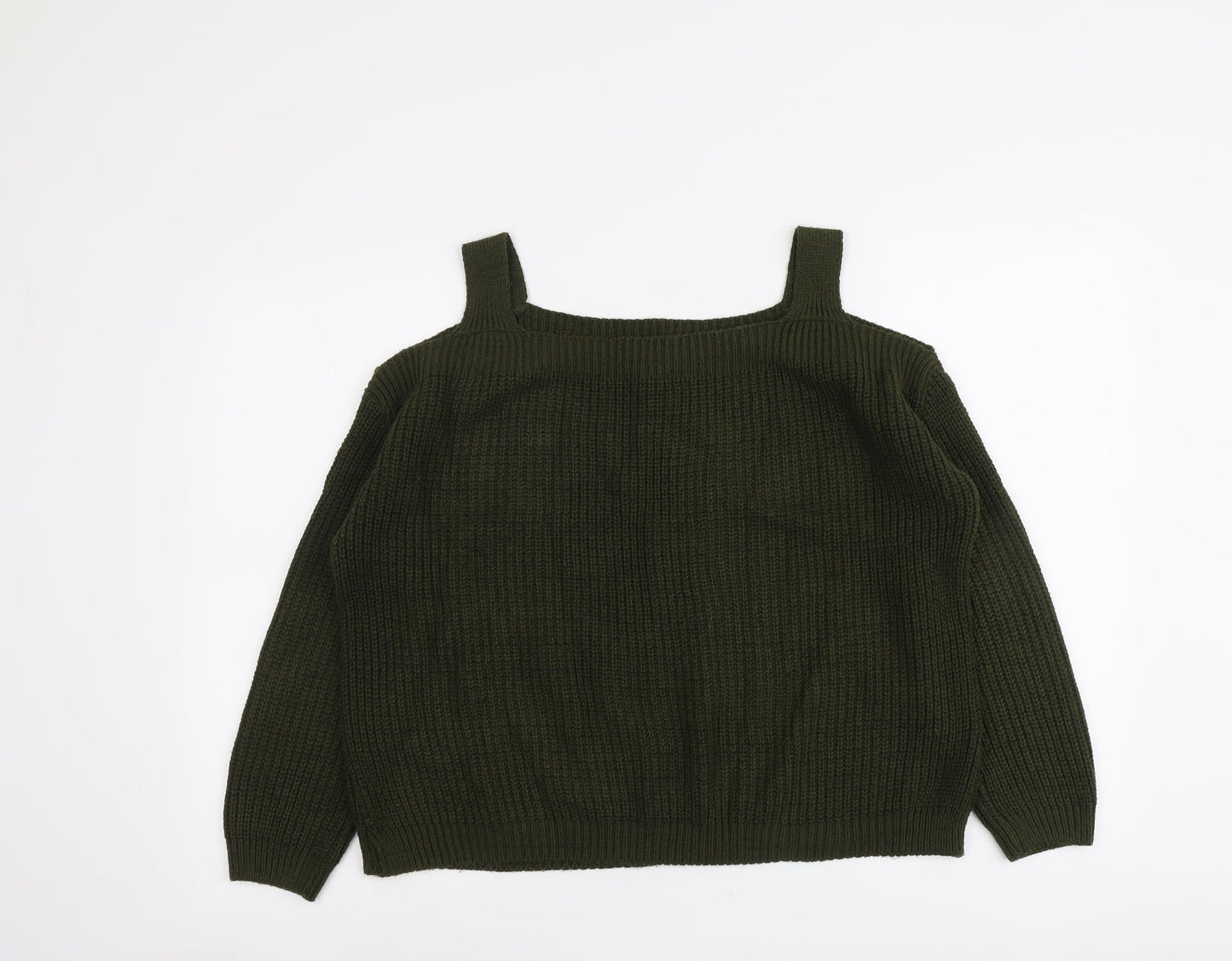 Dorothy Perkins Womens Green Round Neck Acrylic Pullover Jumper Size 10 - Cold Shoulder