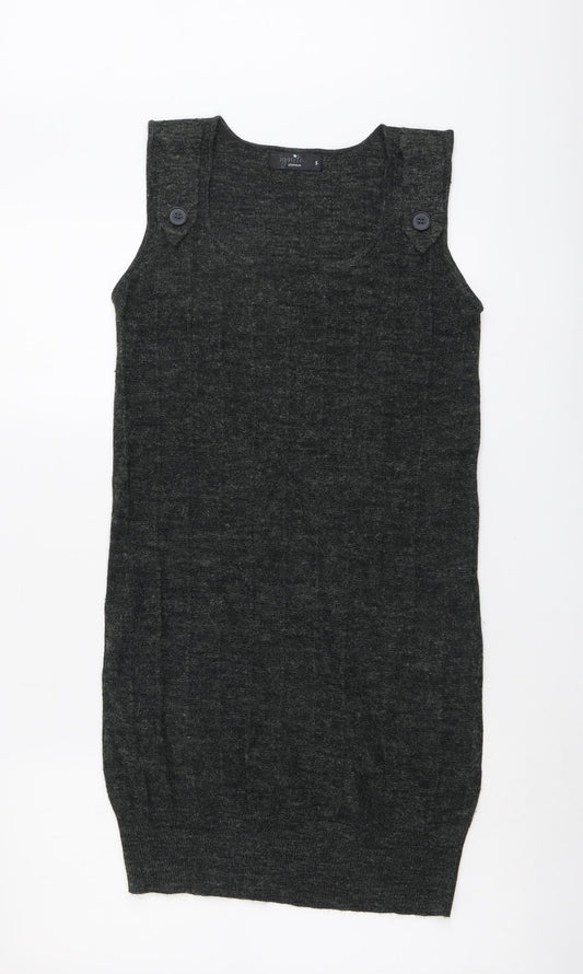Ignite Womens Grey Acrylic Pinafore/Dungaree Dress Size S Round Neck Pullover