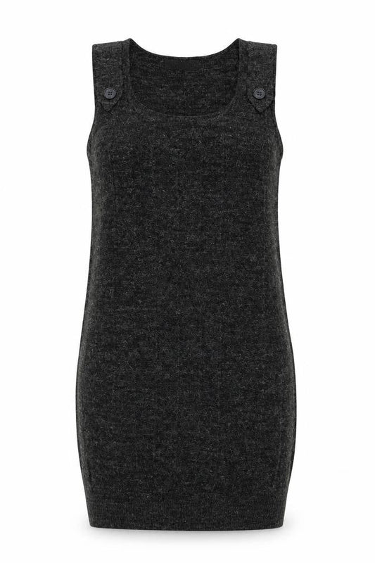 Ignite Womens Grey Acrylic Pinafore/Dungaree Dress Size S Round Neck Pullover