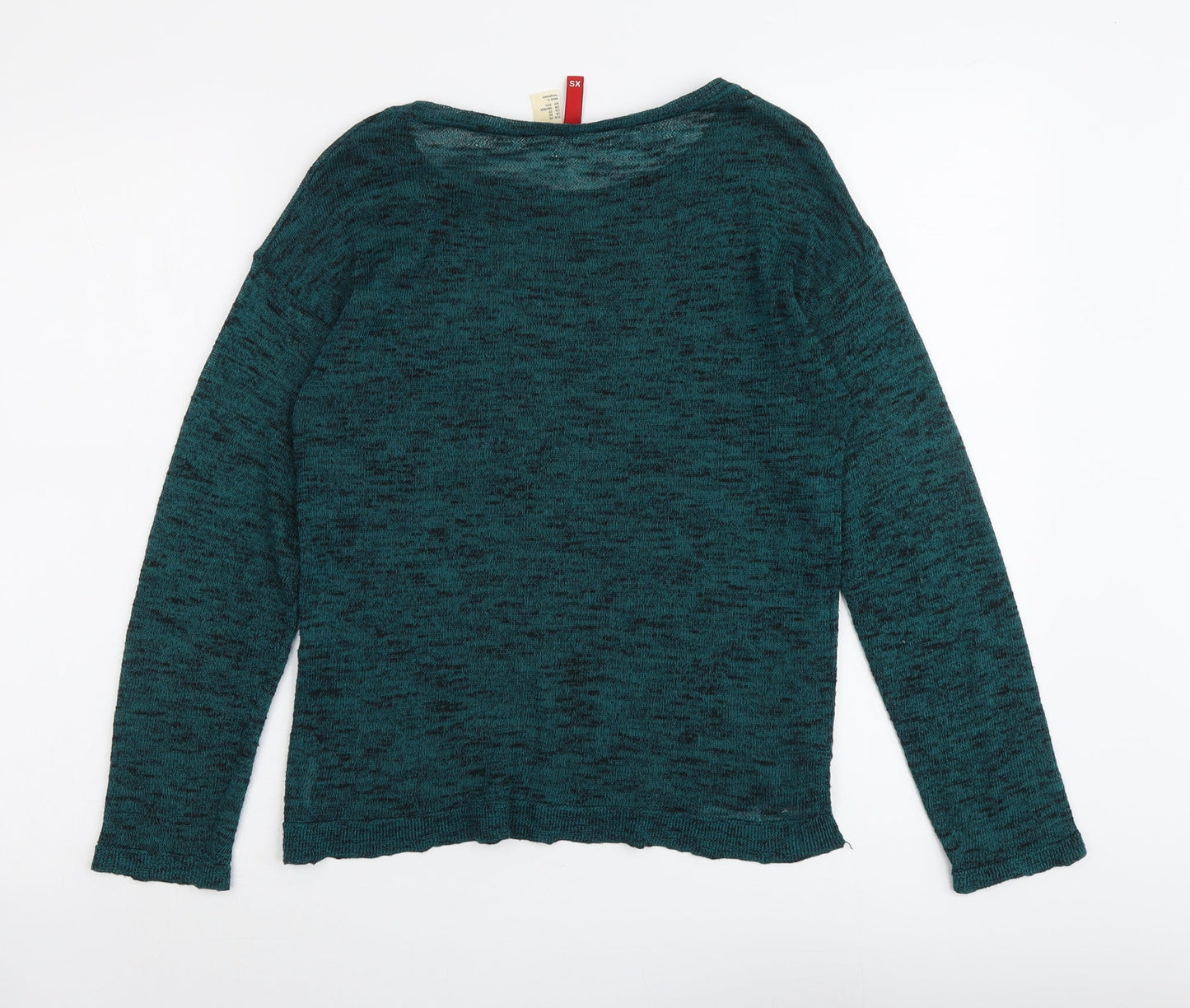 H&M Womens Green Boat Neck Polyester Pullover Jumper Size XS
