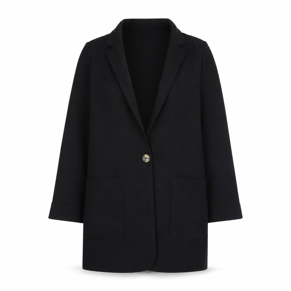 New Look Womens Black Herringbone Jacket Size 6 Button