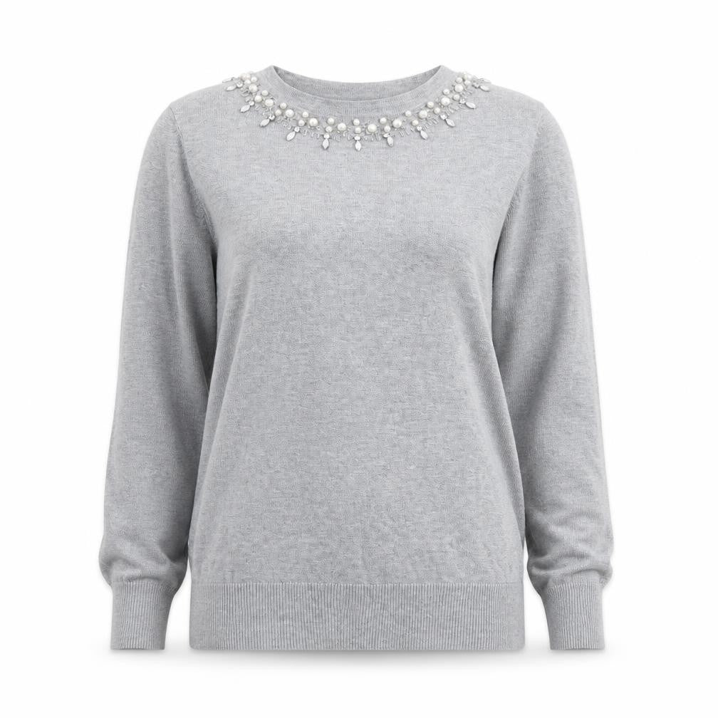 Warehouse Womens Grey Round Neck Viscose Pullover Jumper Size 6