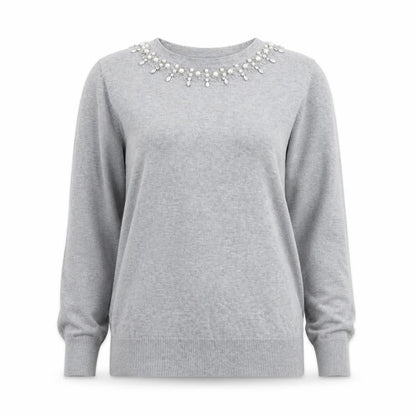 Warehouse Womens Grey Round Neck Viscose Pullover Jumper Size 6