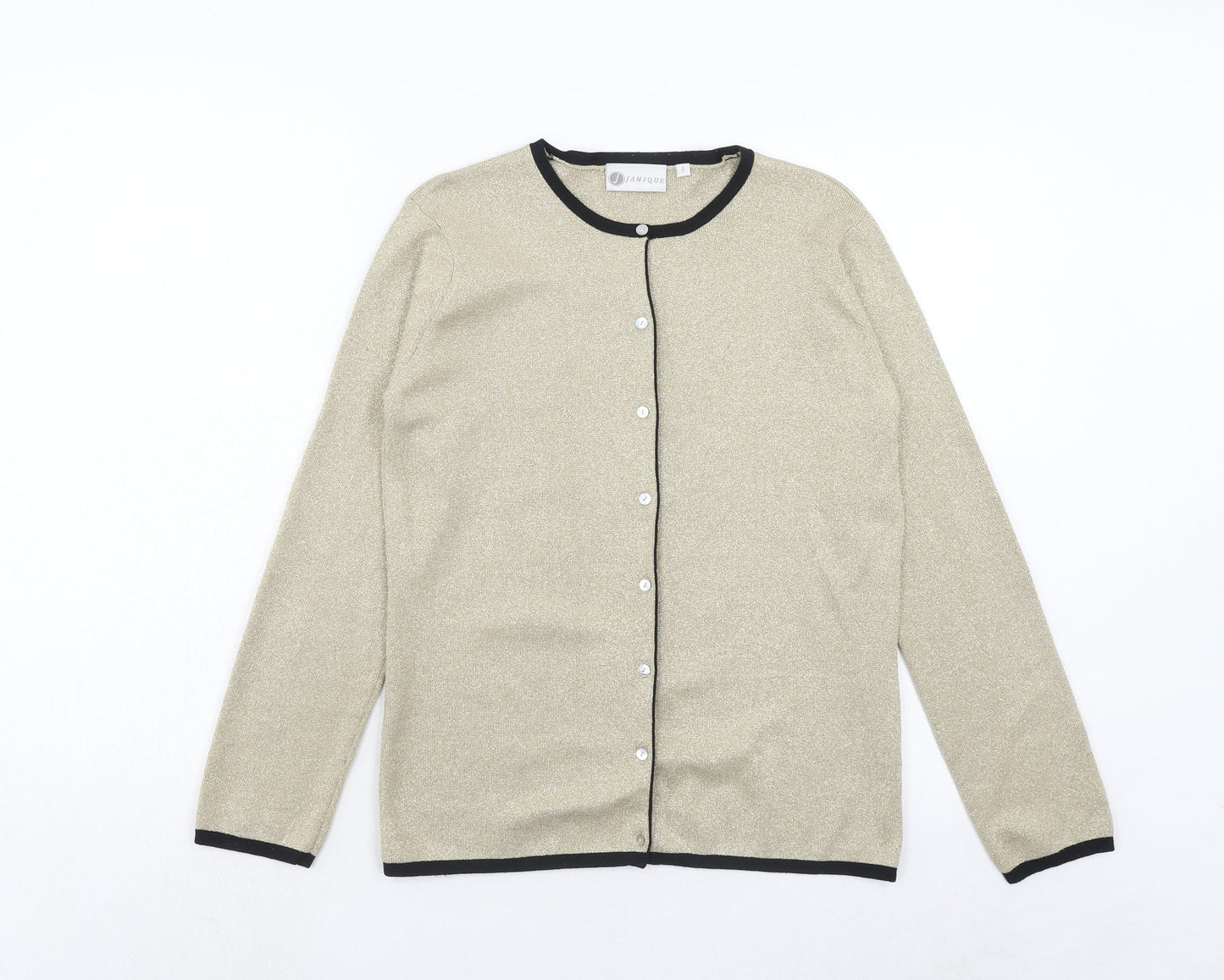 Janique Womens Gold V-Neck Viscose Cardigan Jumper Size S