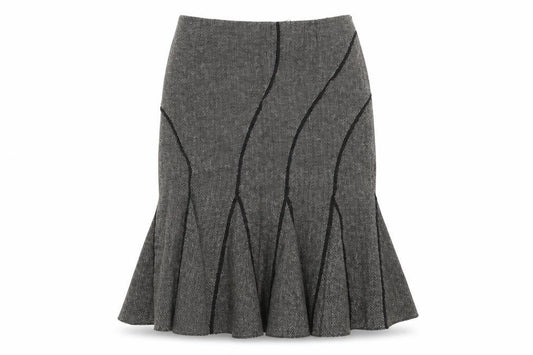 Mandolin Womens Grey Herringbone Acrylic Trumpet Skirt Size 16 Zip