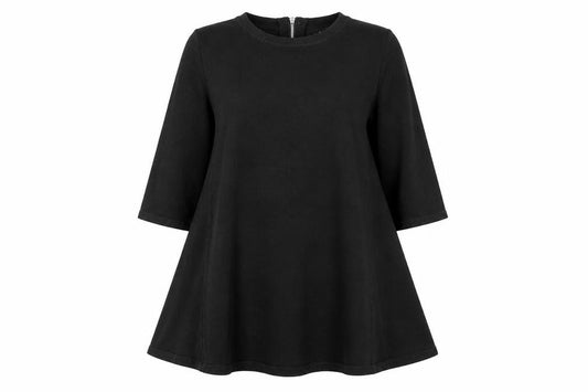 Wallis Womens Black Viscose Trapeze & Swing Size S Round Neck Zip