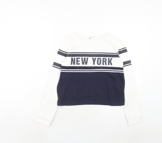 H&M Girls White Cotton Pullover Sweatshirt Size 11-12 Years Pullover - New York