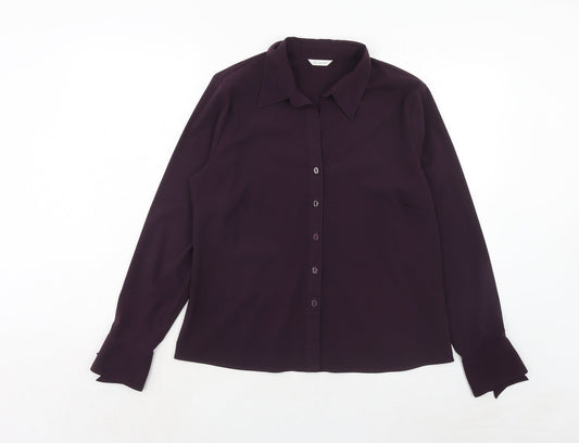 Berkertex Womens Purple Polyester Basic Button-Up Size 16 Collared