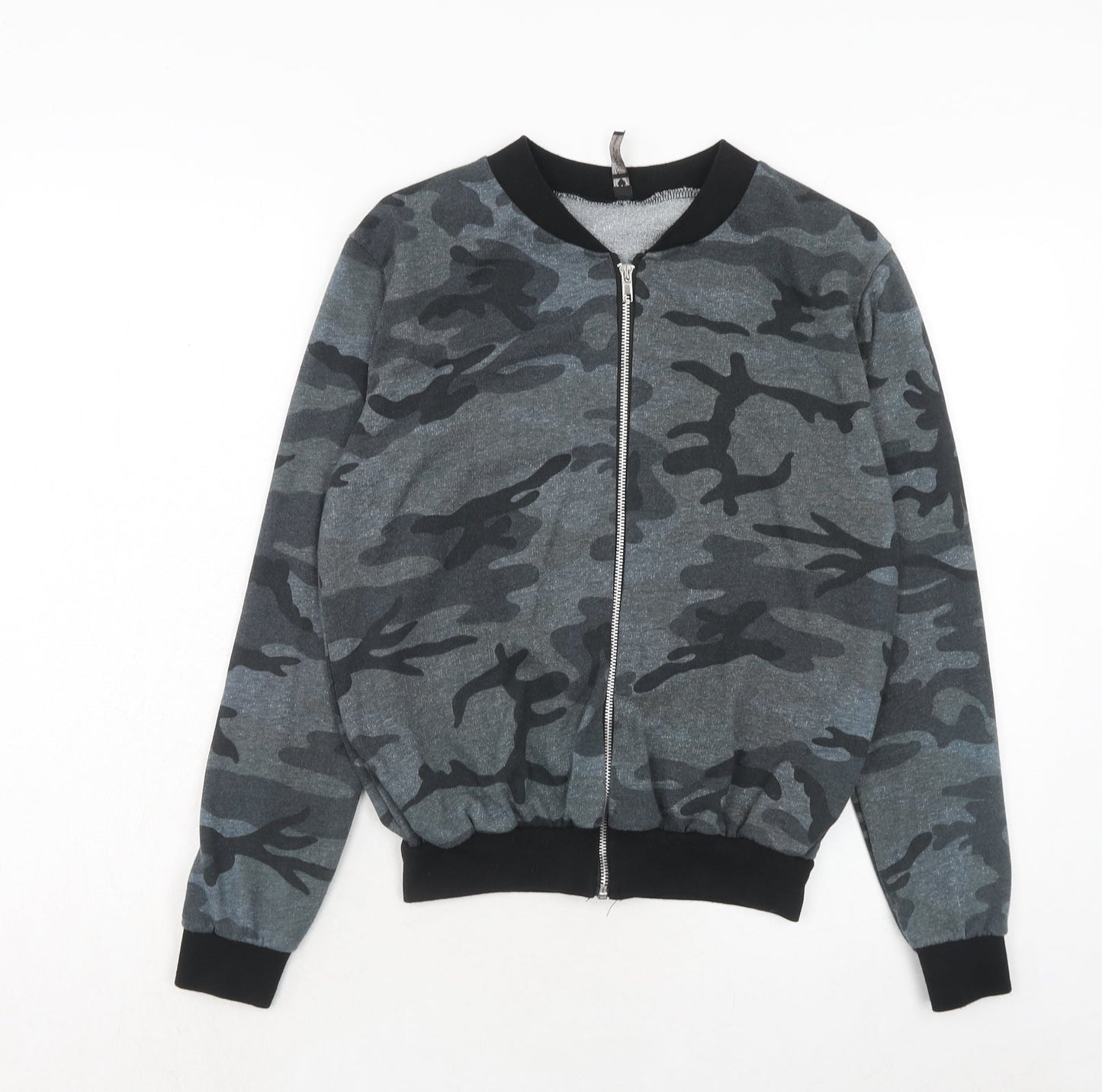 Influence Womens Blue Camouflage Polyester Full Zip Sweatshirt Size M Zip