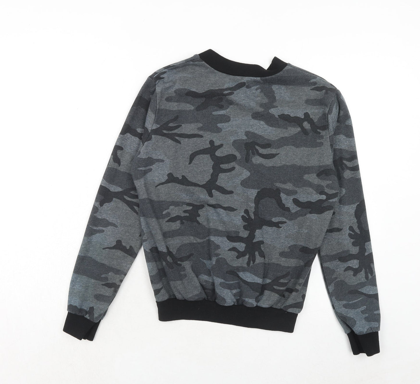 Influence Womens Blue Camouflage Polyester Full Zip Sweatshirt Size M Zip