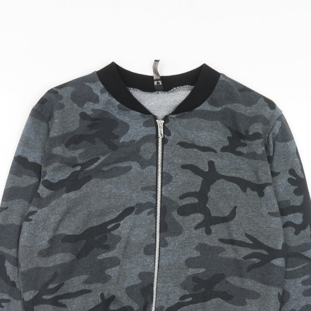 Influence Womens Blue Camouflage Polyester Full Zip Sweatshirt Size M Zip