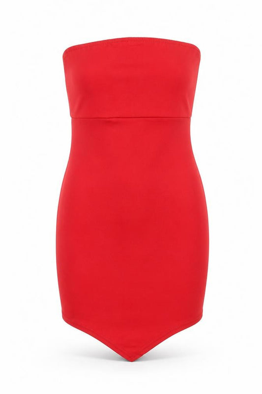 PRETTYLITTLETHING Womens Red Polyester Bodycon Size 6 Square Neck Pullover