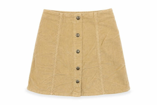 Topshop Womens Brown Cotton Mini Skirt Size 10 Button