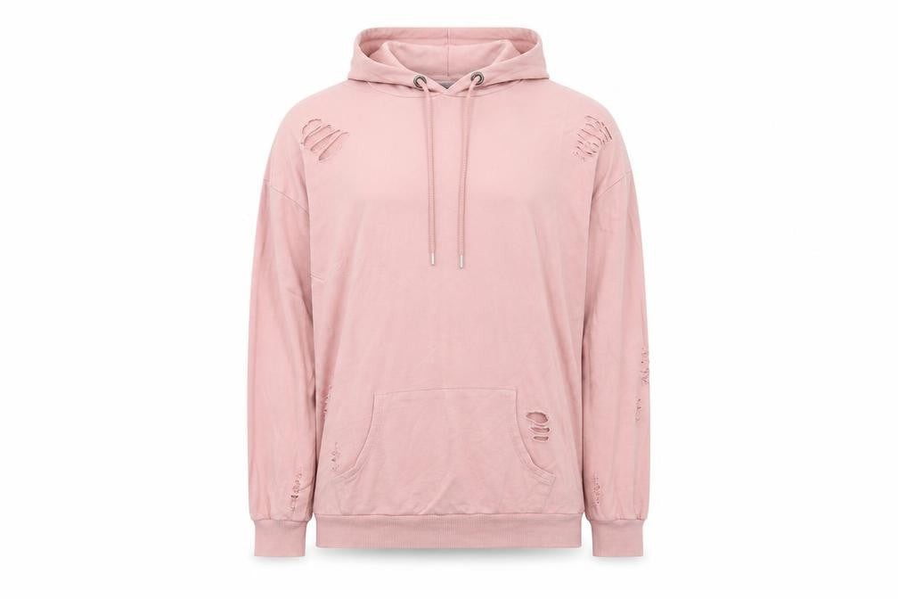 Select Womens Pink Cotton Pullover Hoodie Size 8 Pullover - Distressed