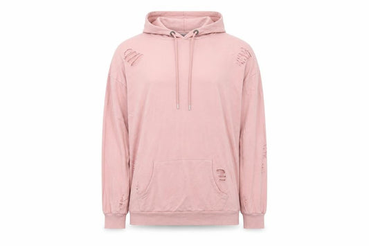 Select Womens Pink Cotton Pullover Hoodie Size 8 Pullover - Distressed