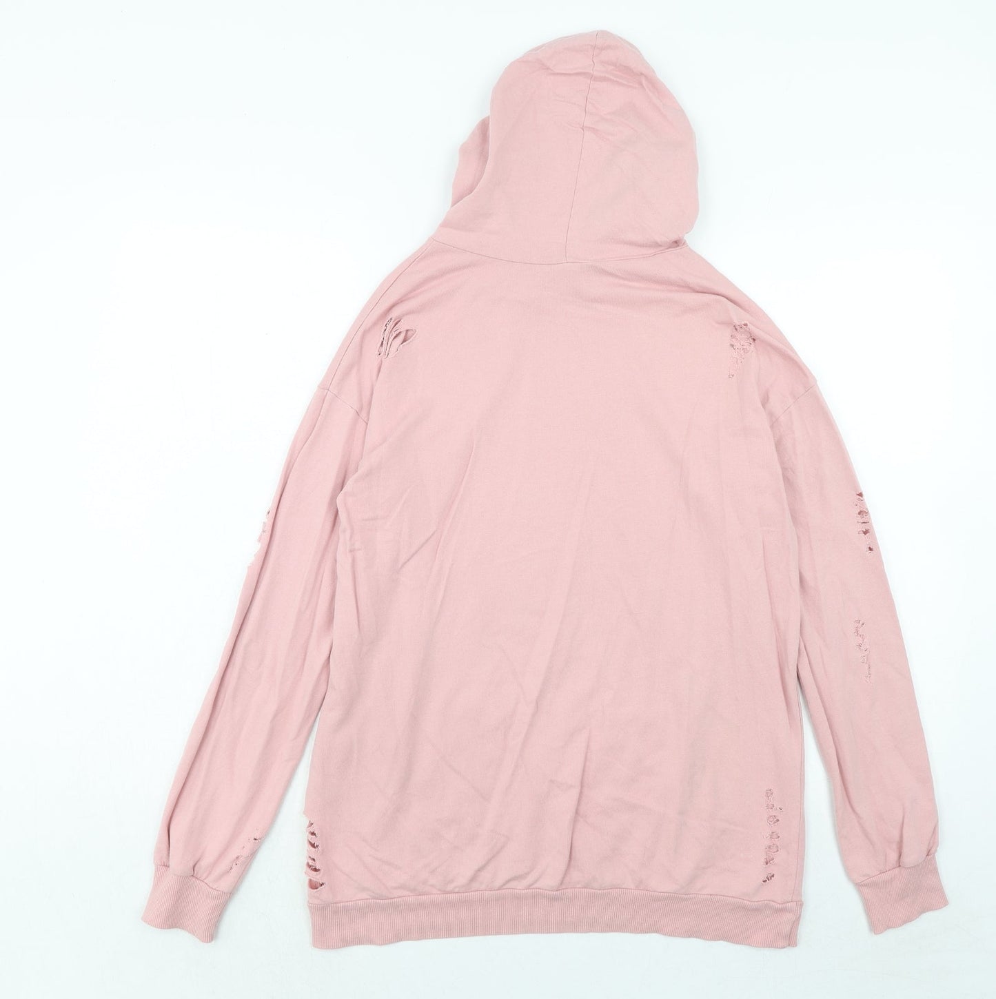 Select Womens Pink Cotton Pullover Hoodie Size 8 Pullover - Distressed