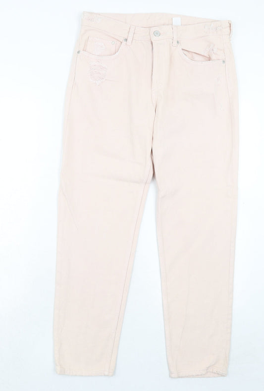 H&M Womens Pink Cotton Straight Jeans Size 29 in Regular Button