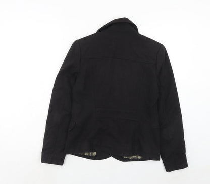H&M Womens Black Cotton Jacket Blazer Size 12
